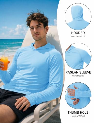 Image of KEFITEVD Men's Sun Hoodie Long Sleeve Fishing UPF 50+ SPF Quick Dry Shirts