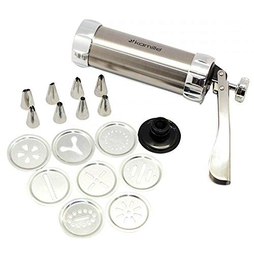 Gebäckpresse Teigspritze Spritzgebäck Kekse Plätzchen Garnierspritze Edelstahl Weinachten Deko...