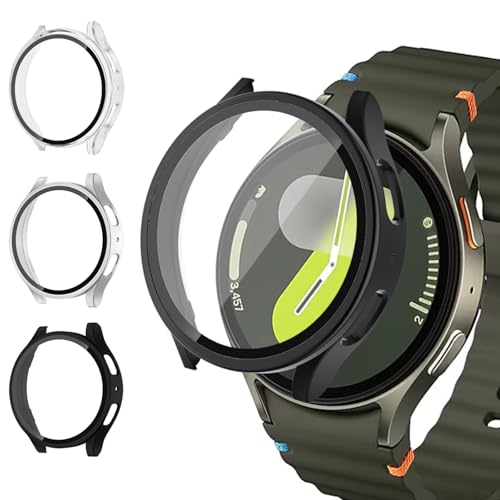 3 Stück Schutzhülle Displayschutz Kompatibel mit Samsung Galaxy Watch 5/4/FE Schutzfolie 40mm Damen Herren Rundum Hard HD PC Gehäuse Eingebaut Gehärtetes für Samsung Galaxy Watch 5/4/FE Zubehör 40mm