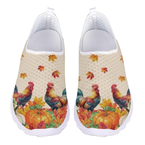 GIFTPUZZ Walking Shoes Women Slip on Tennis Fashion Sneakers Comfort Breathable Platform Flats Thanksgiving Day