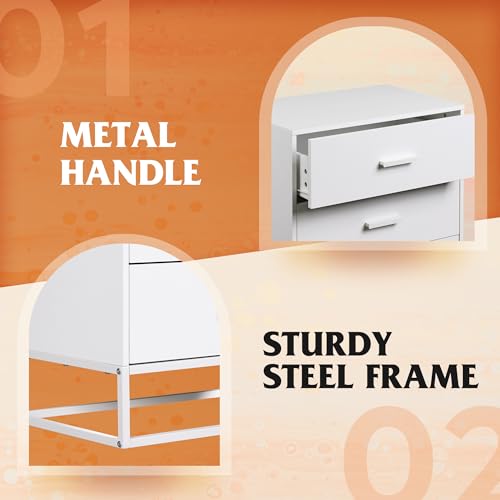 WLIVE White Wood Dresser for Bedroom with 4 Drawers, Tall Chest of Drawers with Sturdy Metal Frame for Living Room, Hallway, Closet - Image 5