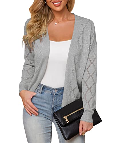 Women's Cardigan Sweaters Lightweight Open Front Long Sleeve Holl...
