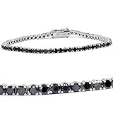 Pompeii 3ct Black Diamond Tennis Bracelet 14K White Gold 7