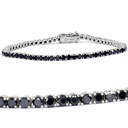 Pompeii 3ct Black Diamond Tennis Bracelet 14K White Gold 7