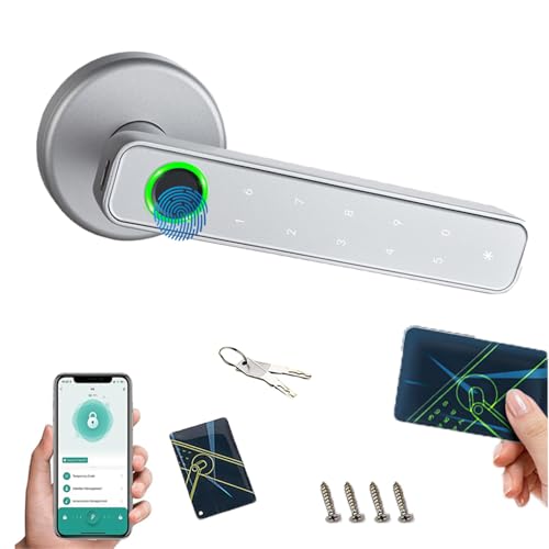 Maniglia Della Porta Con Impronta Digitale,Serratura Elettronica Con Tastiera a Sfioramento,Serratura Intelligente Con Tastiera Touch e Funzioni Smart,Per Porta d'Ingresso, Casa, Ufficio, Appartamento