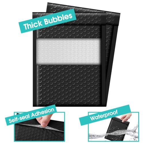 Image of Fuxury Bubble Mailers 6x10 inch 268800 Pack Black Padded Envelopes Usable Size 6x9 inch Thick Mailing Envelopes Bubble Opaque Padded Mailers Shipping Bags for Mailing Jewelry Makeup Small Business#0