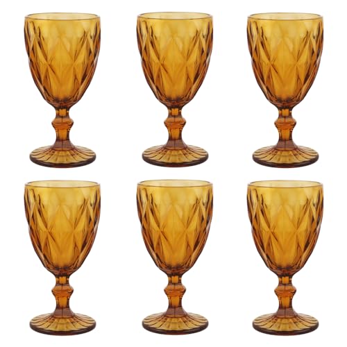 Pure Amber Wine Glasses 6Pcs a Set Solid Colors...