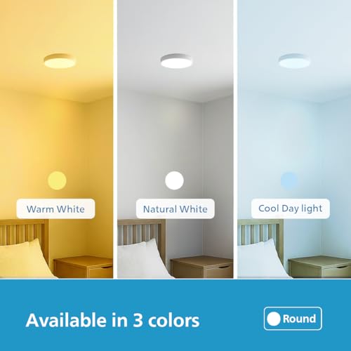 Image of Philips 6W SeamGlow Round LED Surface Downlight | 120 Wide Beam for Uniform Illumination | Energy Efficient, Ceiling Light | Modern Surface-Mounted LED Downlighter | Natural White, Pack of 24