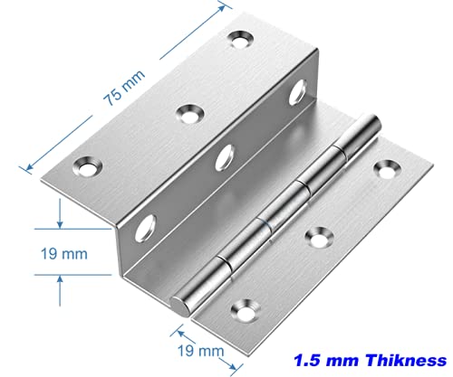 Image of Atlantic Stainless Steel L-Hinges 3 inch X 3 /4 inch X19 MM Matt Finish Pack of 24