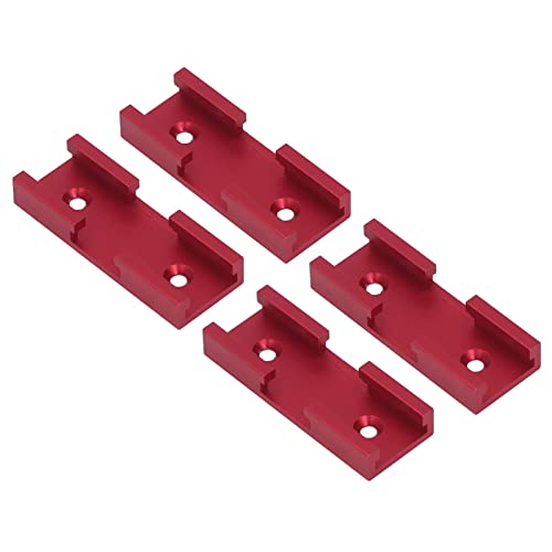 ANKROYU 4PCS T Track Intersection Part, Aluminum Alloy T Track Cross Chute, T Track Intersection Kit, Woodworking Cross Track Connector for Carpenter (Red)