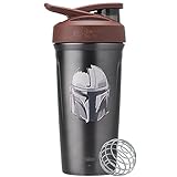 BlenderBottle Star Wars Strada Shaker Cup Insulated Stainless Steel Water Bottle with Wire Whisk, 24-Ounce, Mandalorian Helmet, 24oz