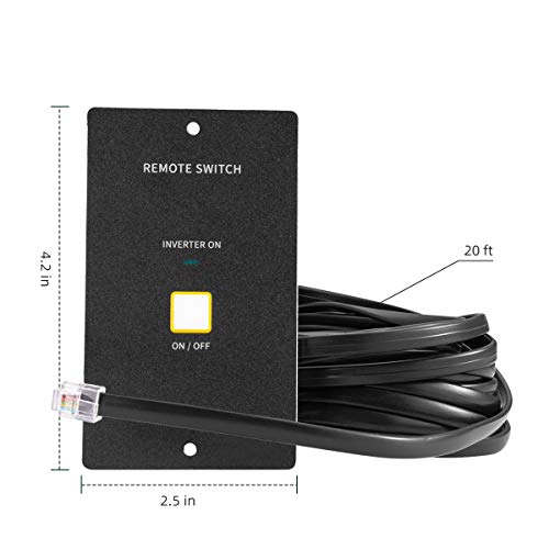 Kinverch 2000W Power Inverter Remote On/Off Switch with 20 Ft Cable