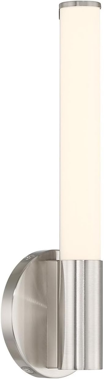 Savoy Lighting Assets 8-9999-14-SN Connor Mini Tube Bathroom Vanity Wall Light, Integrated LED 16 Watt, 15" H x 5" W, Satin Nickel