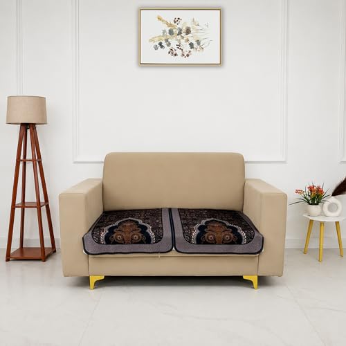 Image of Homerz Premium 'Maharaja Paradise Series' Sofa Cover | Net Fabric Sofa Cover | Washable, Anti-Dust Backed & Wrinkle Resistant Cover (Sheesh Mahal, 2 Seater, Only Seat Cover)