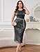 ZOMVA Plus Size 2 Pieces Mother of The Bride Sparkly Dress Set with Jacket Formal Wedding Guest Evening Elegant Outfit, Silver and Black, 2X