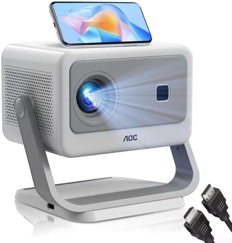AOC Portable Projector, 1080P, 12000 Lumen, Support 4K,5G WIFI6,Compatible with IOS/Android/PC/PS4/PS5,300-Inch Screen