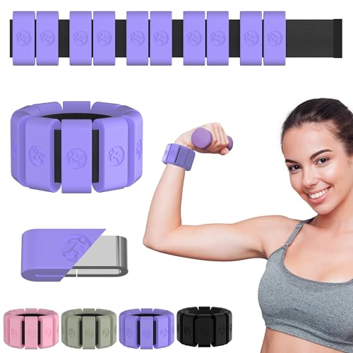 Pesas de tobillo y muñeca para mujer, peso de 1 libra, antideslizantes, para manos y piernas, para entrenamiento de fuerza, caminar, correr, yoga, pilates y correr, color lila