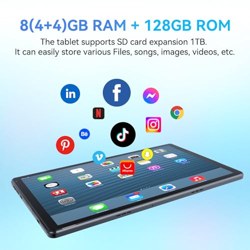 Pazhonz Tablet Android 13 Tablet Octa-Core mit 10 Zoll, 8 (4+4) GB RAM 128 GB ROM, Bluetooth 5.0, WiFi 6, Fotokamera 5MP+8MP (Grau) – Bild 5
