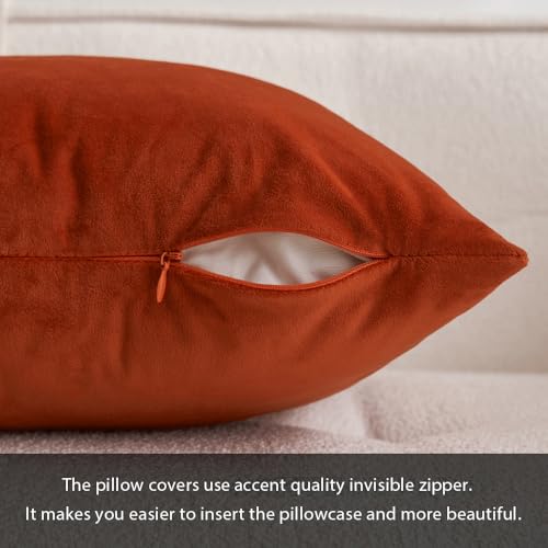Image of MIULEE Burnt Orange Velvet Throw Pillow Cover 12 x 20 Inch Soft Decorative Pillow Cover Lumbar Cushion Case Home Decor for Couch Sofa Bedroom