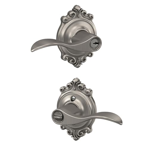 Image of SCHLAGE Accent Lever with Brookshire Trim Keyed Entry Lock in Satin Nickel - F51A ACC 619 BRK