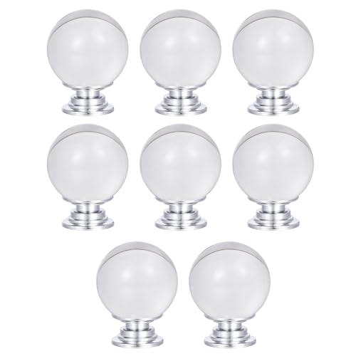 BE-TOOL Set of 8 Crystal Drawer Knobs, Round Handles Ball Pulls for Cabinets, Cupboard Dresser, Drawers, Kitchen Furniture or Kids Room - Translucent