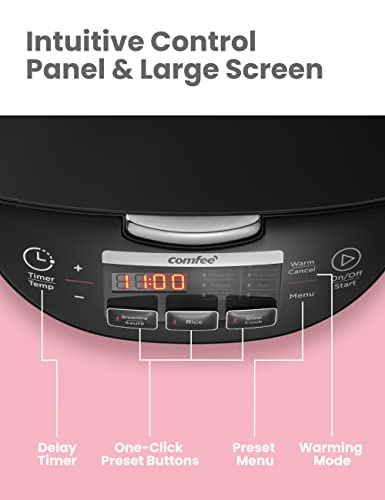 Comfee' 5.2Qt Asian Style Programmable All-In-1 Multi Cooker, Rice Cooker, Slow Cooker, Steamer, Saute, Yogurt Maker, Stewpot With 24 Hours Delay Timer And Auto Keep Warm Functions #TOP3