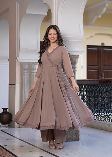 Sitaram Designer Beige Flared Anarkali Dress - Image 4