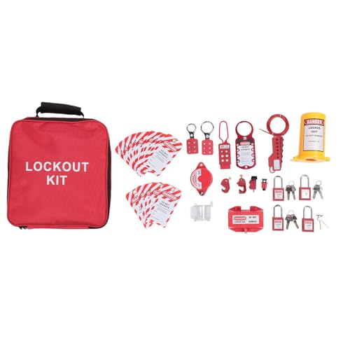 FLEXMAN 41Pcs Electrical Lockout Tagout Kit, Circuit Breaker Locks Hanging Tags Buckles and Keys Set for Industrial Electrical Security System (2 Key per Lock)