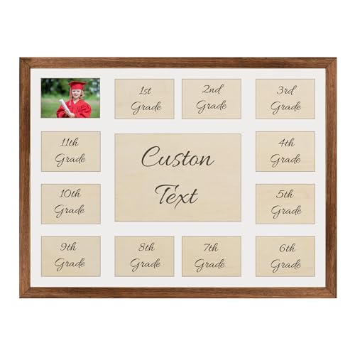 JUNENTER 屋外用フォトフレーム 幼稚園から12年生まで Cstuom 卒業フォトフレーム K-12 名前入り パーソナライズ 木製 屋外用 年齢別フォトフレーム 幼稚園から12年生まで フォトフレーム