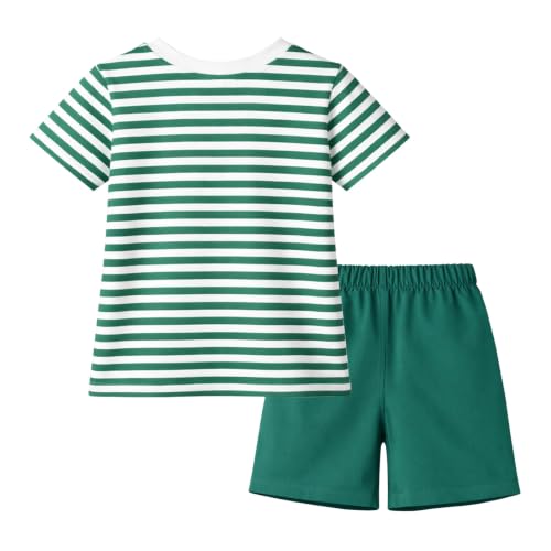Image of HILEELANG Toddler Boy Summer Outfit Set 2 Piece Short Sleeve T Shirt and Short Soft Breathable Cotton Clothing Sets 2-7T