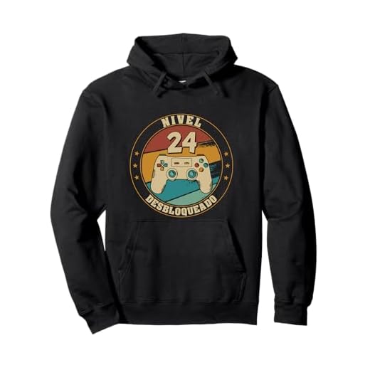 Nivel 24 Desbloqueado Gamer 24 Años 1998 Divertido Chico Sudadera con Capucha
