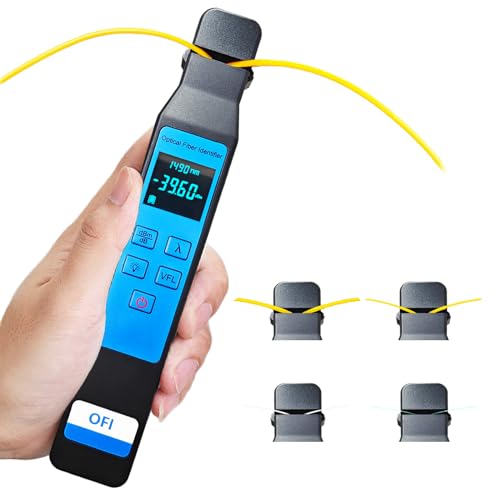 groword Optical Fiber Identifier with Wave Respond 800-1700nm,Detection Rang +13~-50dBm,Built in VFL and Optical Power Meter OPM -50~+26dB Functions FTTH Tool with LED Color Screen
