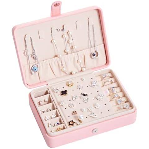 zxkai Jewelry Boxes for Women,Portable Jewelry Organizer Necklace Ring Storage Organizer for Necklace Earrings Rings Bracelets,Women Girls Gift Cover