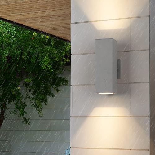 Image of mirrea 12 inch Modern Outdoor Porch Light in 2 Lights, Matte Gray, 2 Pack
