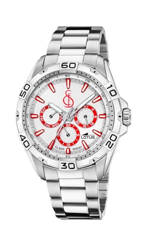 Lotus Reloj 18939/3 Oficial Sevilla FC - Hombre, Temporada 2024/2025, Caja de Acero Inoxidable, Multifunción