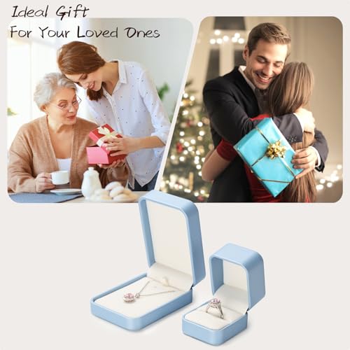 Leathe Ring Box Jewelry Gift Box Ring Holder Case For Birthday, Proposal,Wedding,Valentine's Day Gifts (Blue)