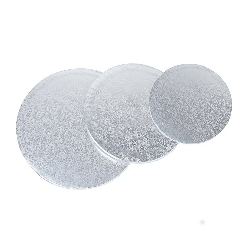 Crystallove 3pcs Round Sliver Cardboard Cake Drum Set 1/2" Thickness Circle Cake Base