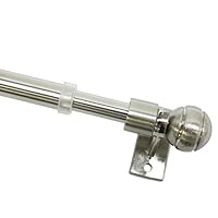 Gardinia 4148 Caféhausstange Meran Ø 8/10 mm, Metall, ausziehbar 80-140 cm, inklusiv 2 Träger, edelstahl-optik
