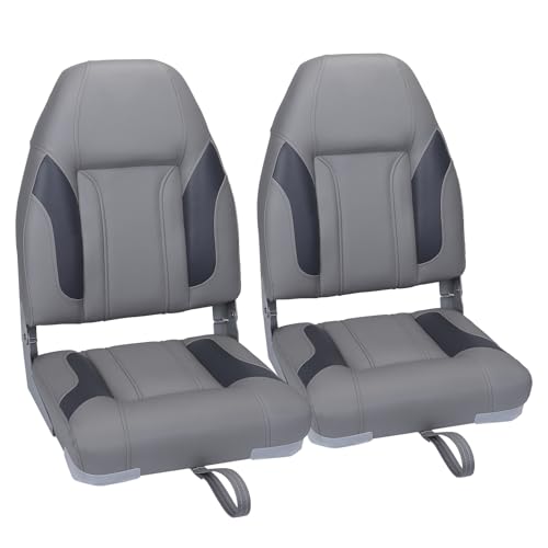 ERGOSEAT Elite Folding Boat Seat High Back Boat Chair Fold-Down Fishing Boat Seats 2 Pack