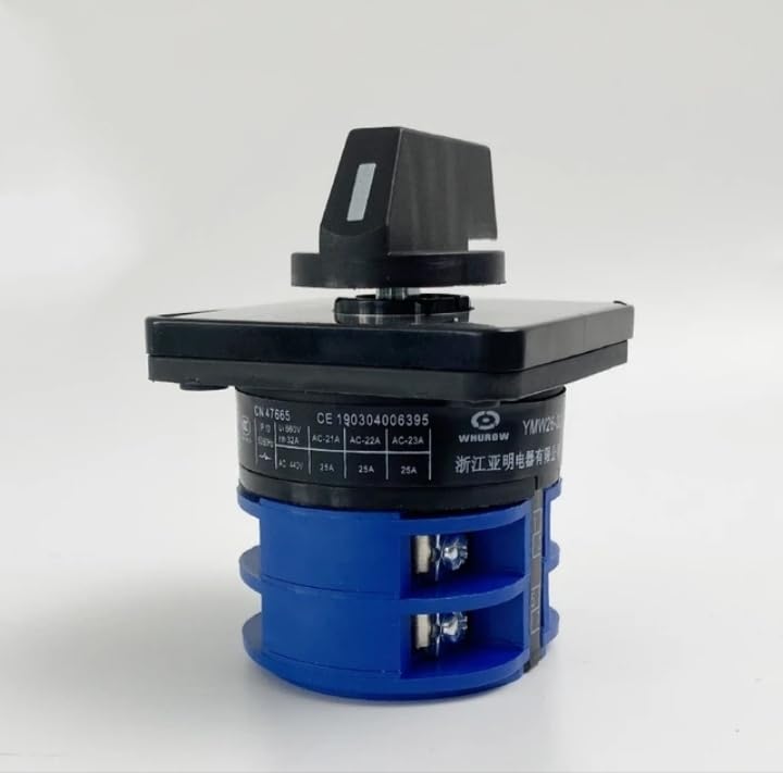 SASARTECH Changeover Switch LW26-32A 2Pole 3 Positions 8 Terminals Universal Rotary Cam Selector Latching Switches 690V 32A Universal Rotary Cam Selector Switch