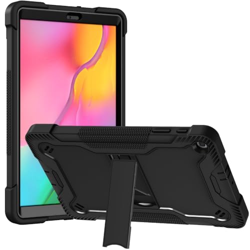 Corgitech Case for Samsung Galaxy Tab A 10.1 2019 (SM-T510/T515),Armor Heavy Duty Kids Cover & Invisible Kickstand,Four Corners Rugged Shockproof Protective Shell for Boys Girls (Black)