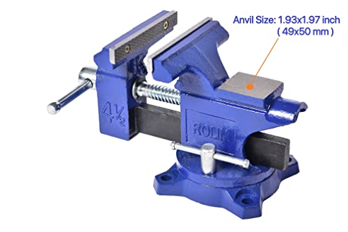 Rolin Vise Bench Vise 4-1/2 Inch With 240 Degree Swivel Base Clamp Tools Home Vises Rotation Base - Image 3