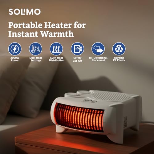 Image of Amazon Brand - Solimo 2000 /1000 Watts Room Heater with Adjustable Thermostat (ISI certified, Beige colour, Ideal for Small to Medium Room / Area)