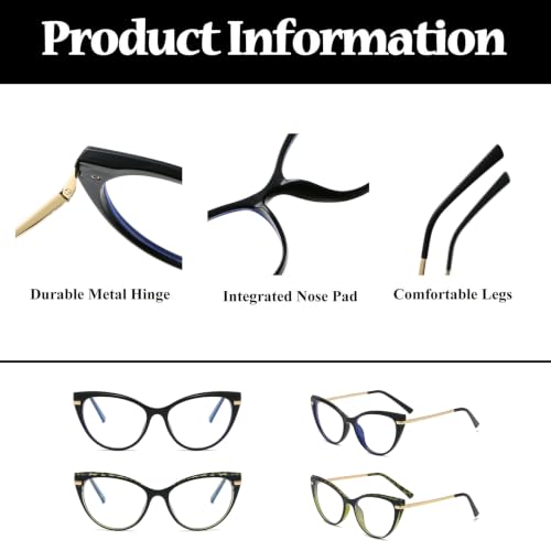 Image of LJCZKA Blue Light Blocking Glasses Women Anti Eye satrain Computer Cat eye Eyeglasses Cateye Clear Frame