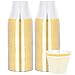 Plasticpro 9 oz Disposable Plastic Party Cups,Old fashioned Designed Tumblers, With gold Rim 100 Count, Crystal Clear