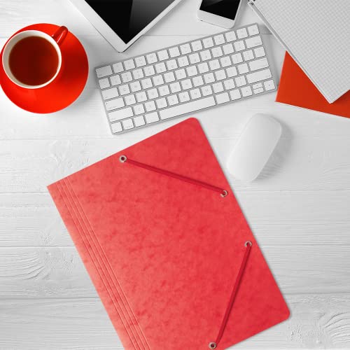 BANTEX Einschlagmappe, Sammelmappe mit Gummi A4, Eckspanner, Eckspann-Mappe, Dokumentenmappe für Büro oder Schule, Leichter Ordner für Akten mit 2 Gummizügen, 10 Stück-Packung, ROT, 400087823