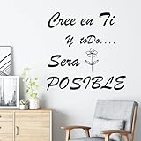 BooDecal Spanish Quote Wall Decals Cree en ti y todo será posibles Believe Yourself Peel and Stick Wall Stickers for Bedroom Living Room 23.6 x 23.6 inches