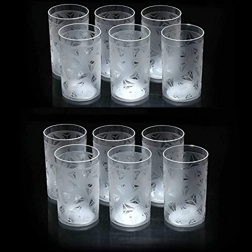 Image of Kitchenwell 12 Pcs Diamond Plastic Unbreakable Multi-Purpose Transparent Water /Juice Glass Set (300 ML,Clear)