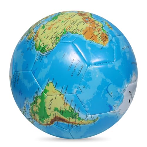 Mateju Balón Fútbol Talla 5, PVC Engrosado Pelota de Fútbol para Entrenamiento y Competición, Balones Futbol Exterior e Interior con Inflador Regalo para Niños y Adultos (Mundo Azul 1)