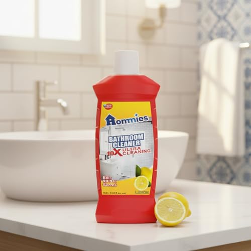 Image of Hommies Disinfectant Bathroom Cleaner Lemon 1L | Kills 99.99% Germs | Tiles, Floors, Sinks, Taps | Powerful Stain Remover | Fresh Scent Multi-Surface Cleaner